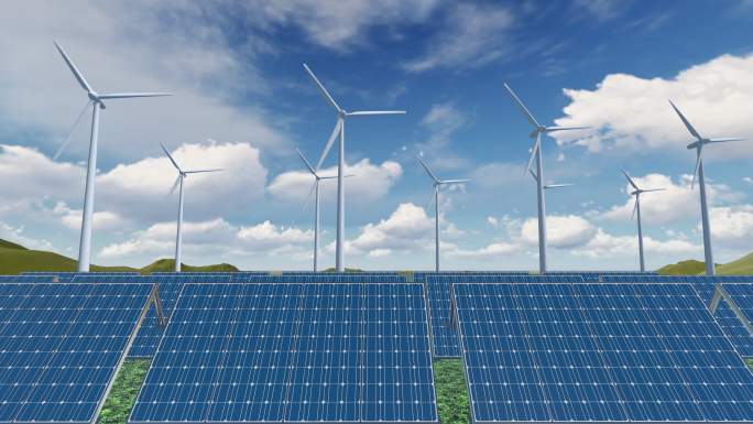 4k自然绿色能源发电风力太阳能视频