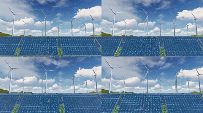 4k自然绿色能源发电风力太阳能视频