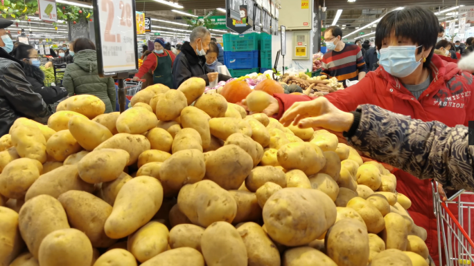 4K超市实拍-买菜-购物-有机蔬菜