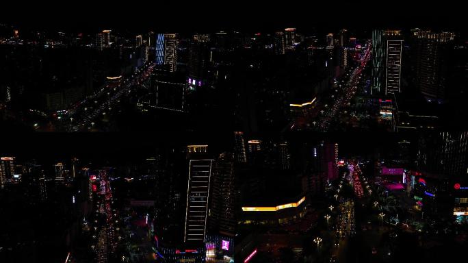 三亚城市道路夜景5航拍4K