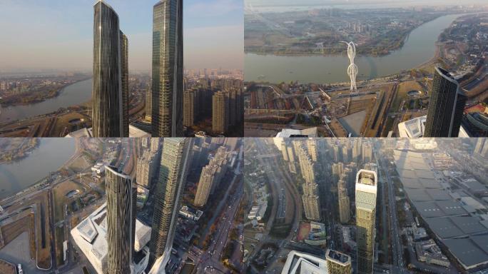 南京双子楼双子塔航拍2020.12