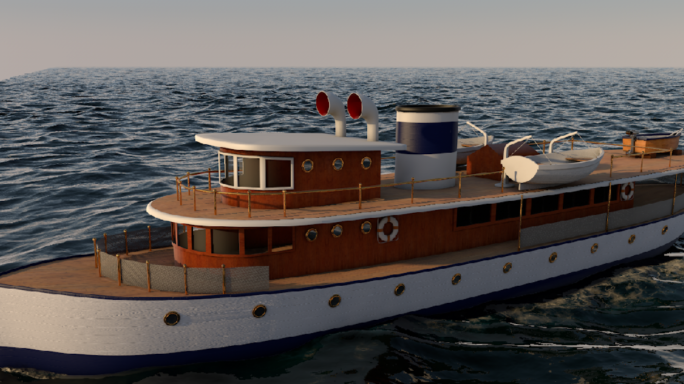C4D模型--海上游轮