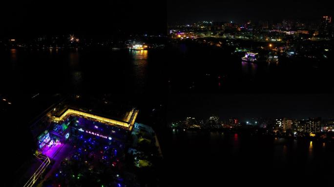 三亚湾夜景航拍4K