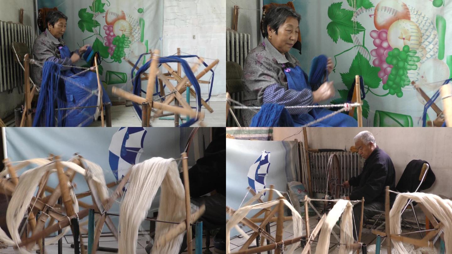 传统手工纺线木质老式纺车纺线复工复产
