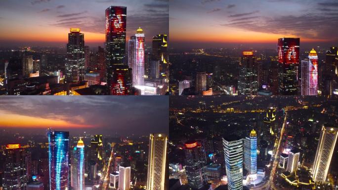 南京新街口夜景航拍2020.12