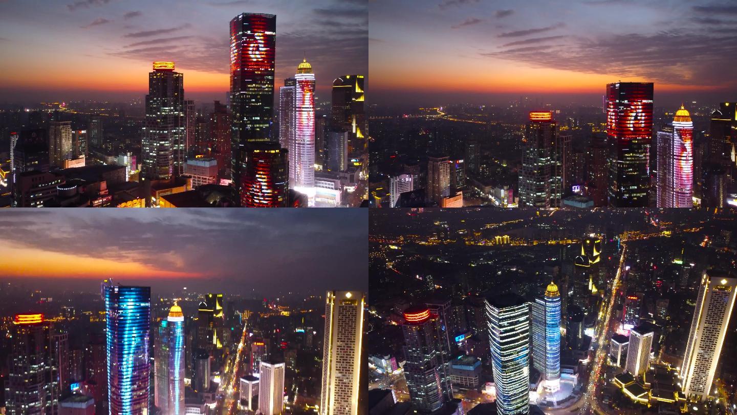 南京新街口夜景航拍2020.12
