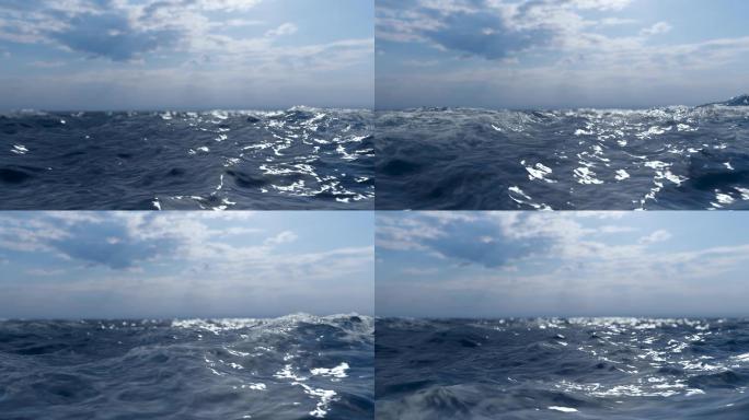 大海海面浪花海洋海浪波浪蓝天远航远方唯美