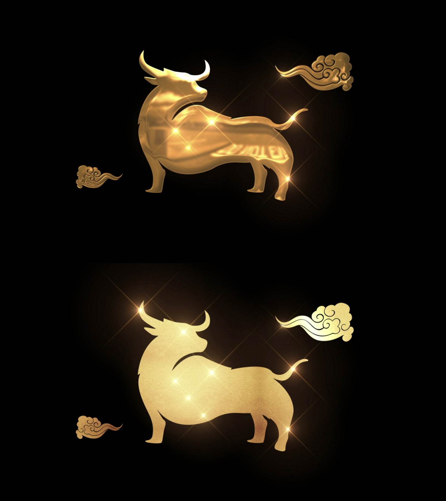 4K金牛标志图案2种不同材质