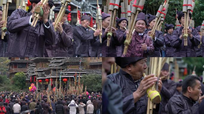 4K12组侗族过节日吹芦笙实拍