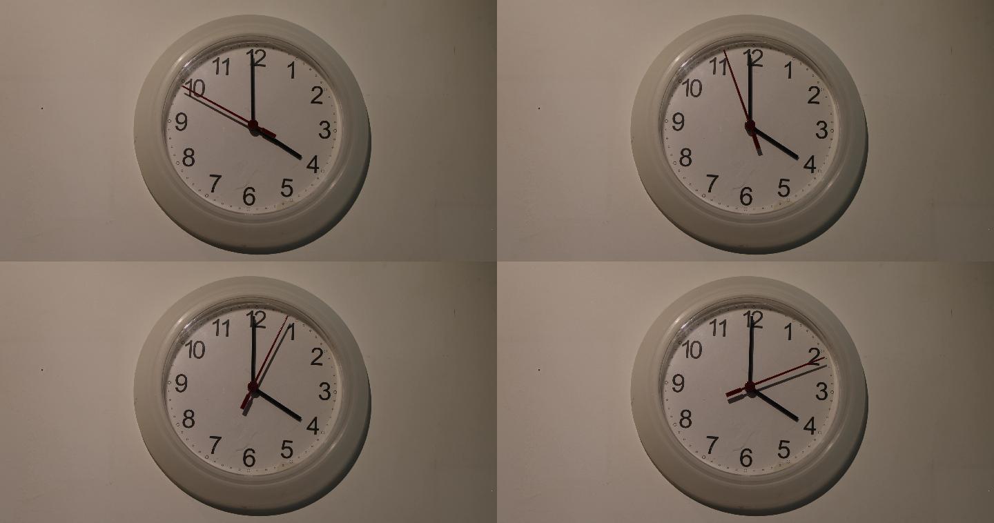 4k 高清实拍 时钟转动 凌晨1点钟 时间流逝 钟表 指针 秒针滴答 分钟