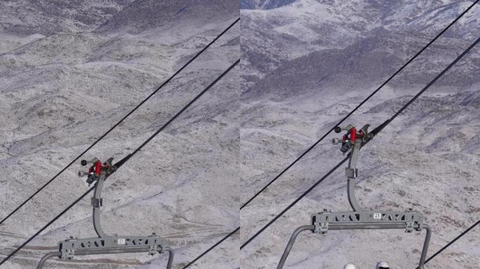 滑雪坐吊椅缆车高清实拍