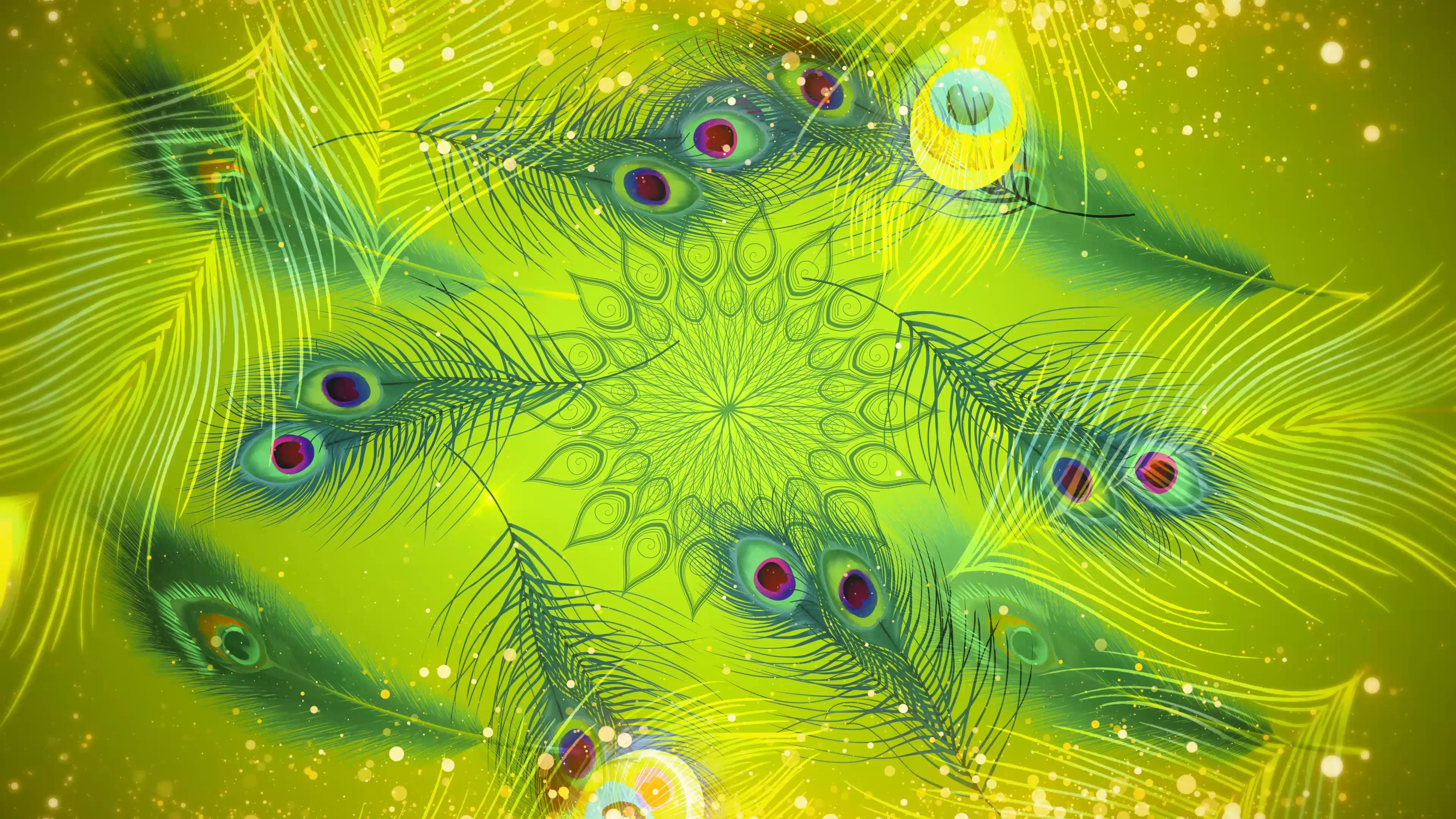 4k孔雀羽毛孔雀舞舞台背景视频