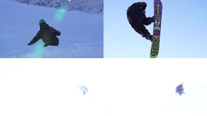 滑雪逆光跳跃