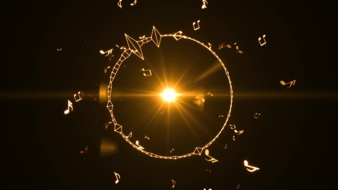 金色圆圈音频频谱粒子符号