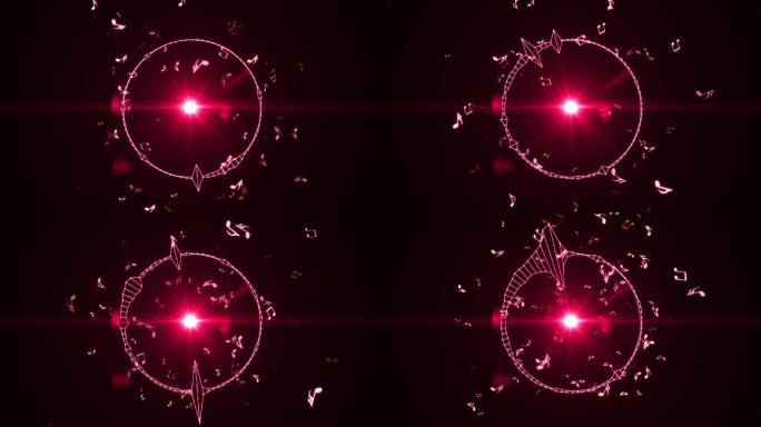 红色圆圈音频频谱粒子符号