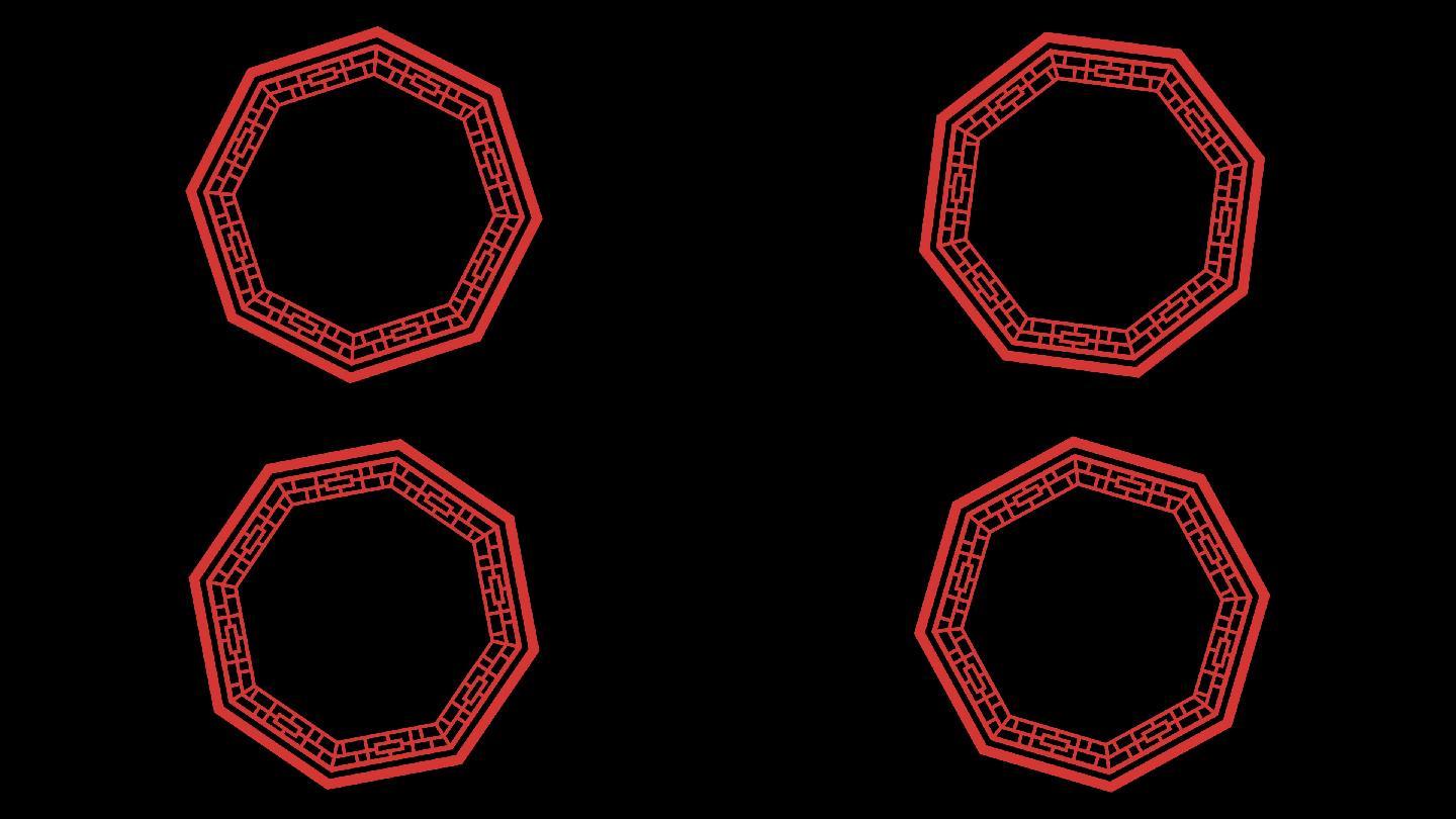 中国风八边型素材带通道