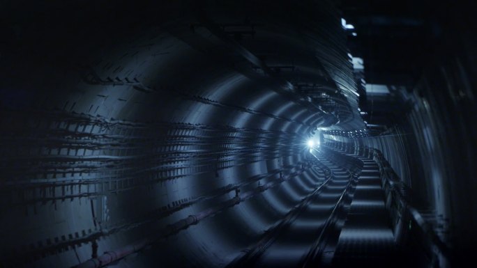 地铁运行隧道内景地铁穿行隧道实拍