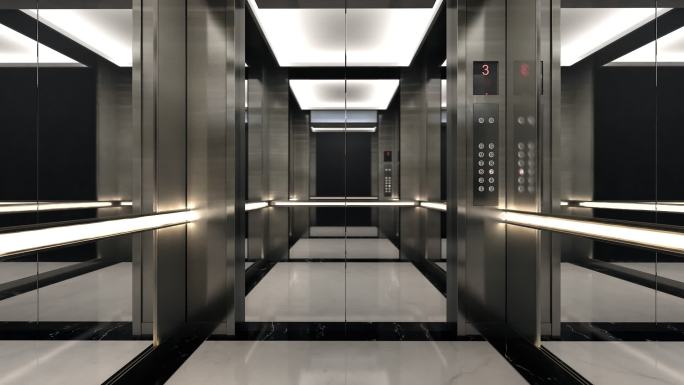 电梯上行特写电梯内客梯轿厢