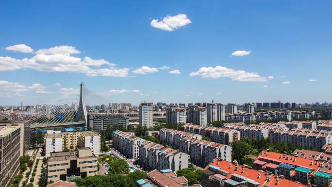 4K30P北京上地大桥蓝天白云延时