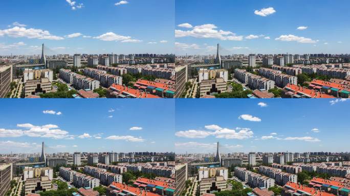 4K30P北京上地大桥蓝天白云延时
