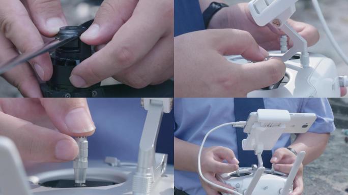 大疆无人机安装与操作特写镜头视频素材