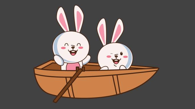 4K-两只划船的小兔子-alpha通道