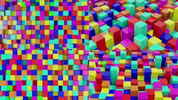 原创4K彩色方块舞动视频素材