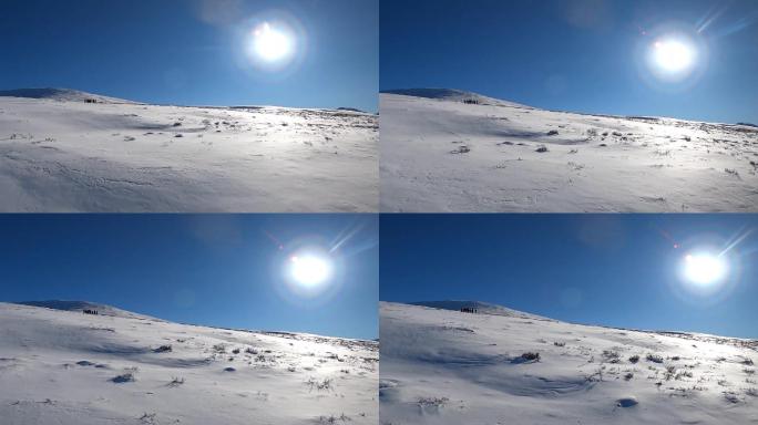 雪地里的太阳高清航拍视频