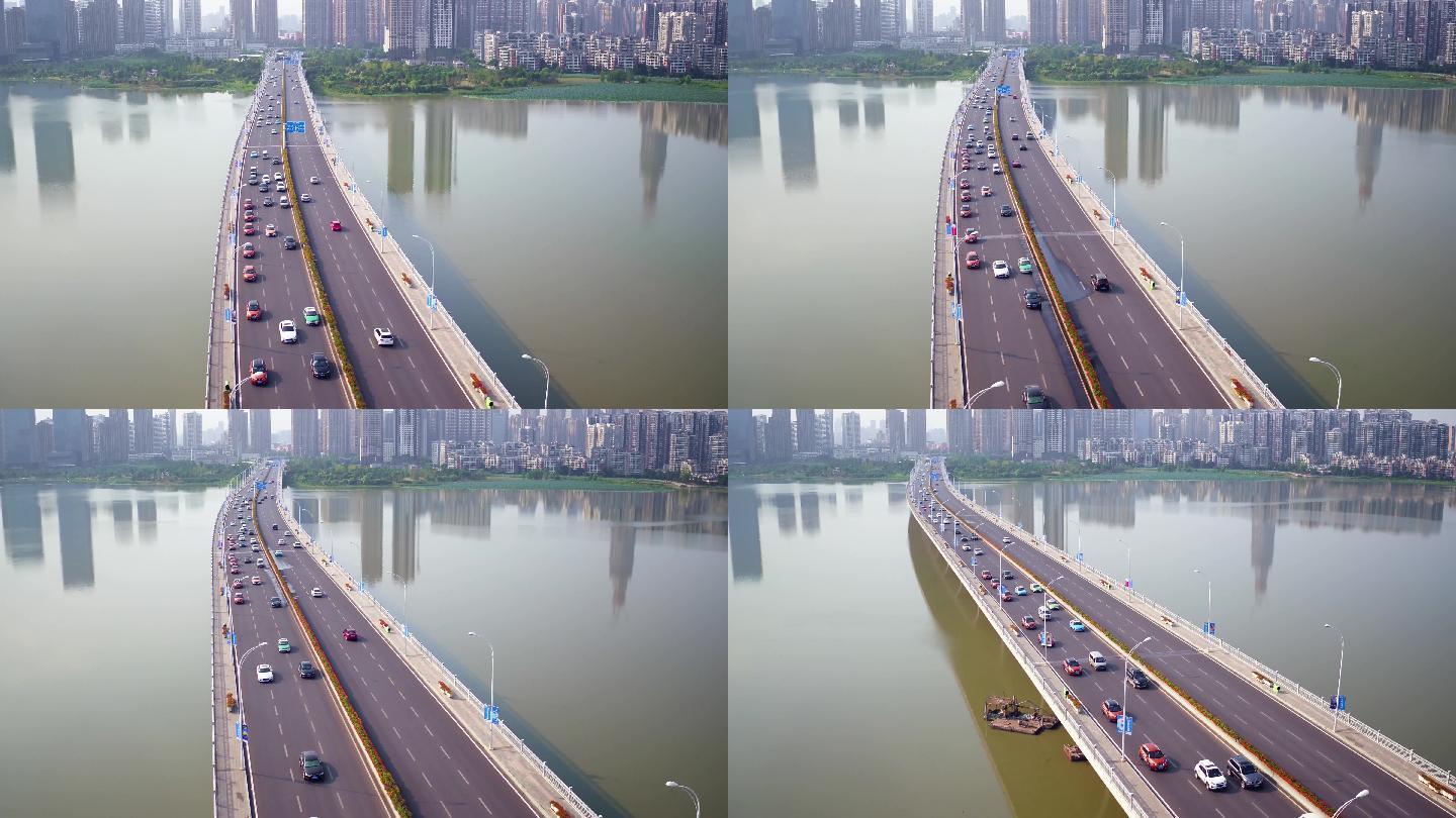 武汉沙湖大桥航拍高清4k
