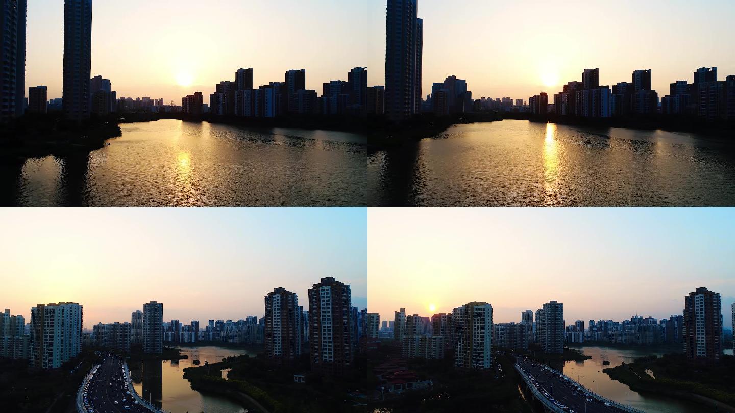 天津，绥江道，城市夕阳，4K