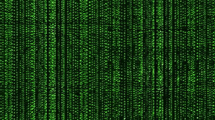 4K绿色黑客帝国日文假名代码视频-循环