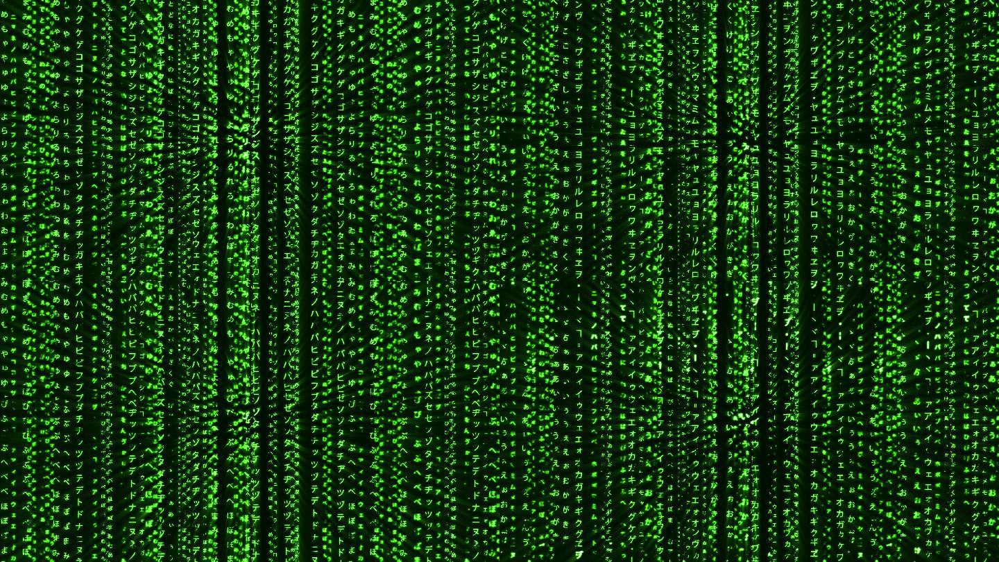 4K绿色黑客帝国日文假名代码视频-循环
