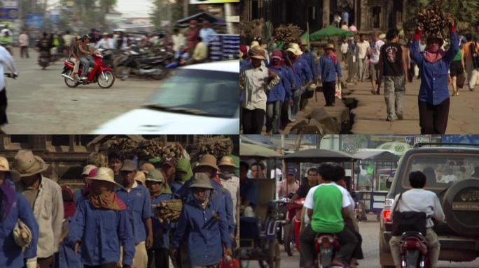 柬埔寨金边城市老城区街道