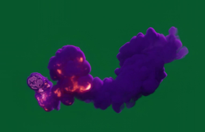 原创绿屏抠像紫色魔法流动烟雾