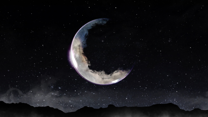抽象夜景月亮