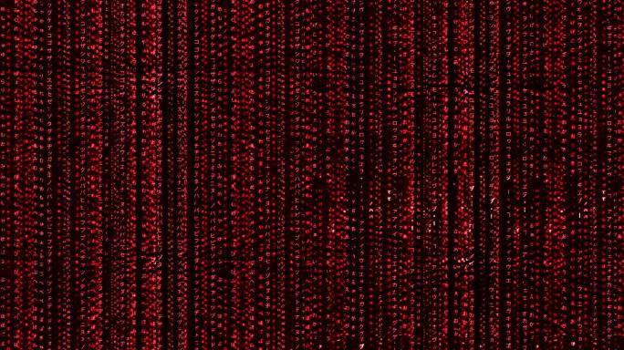 4K红色黑客帝国日文假名代码视频-循环