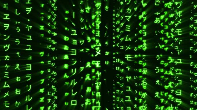 绿色黑客帝国日文假名代码视频4比1-循环