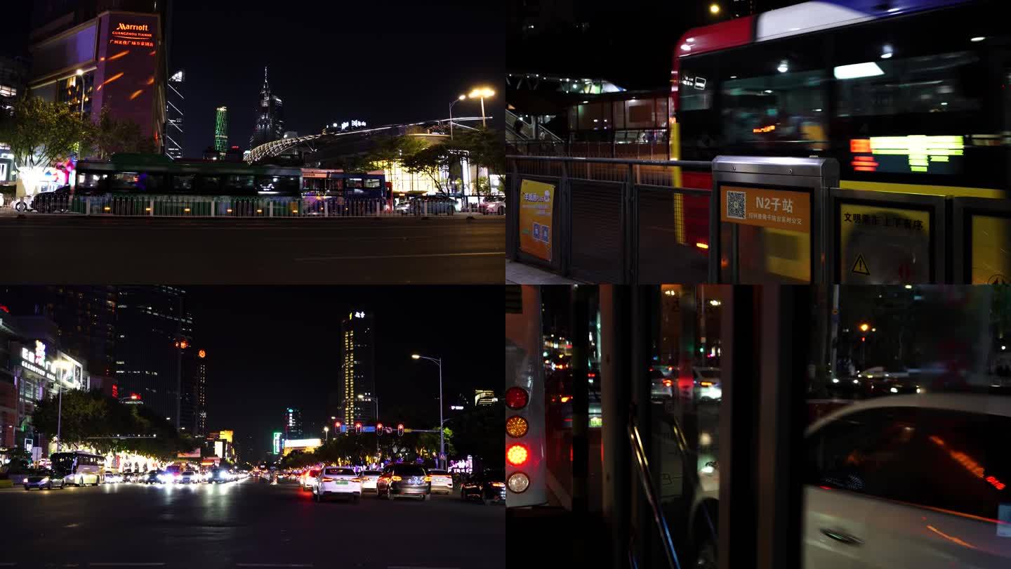 城市夜景车流人流4K视频素材