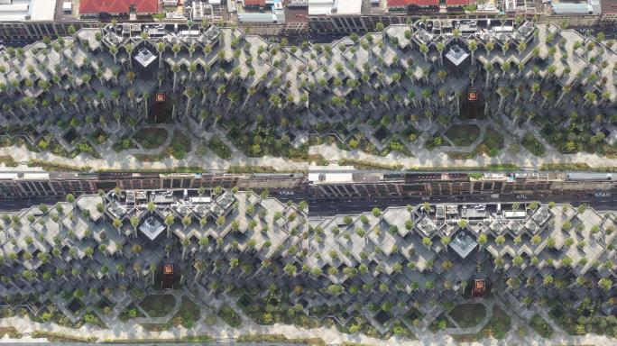 4K原素材-航拍上海苏州河畔天安广场
