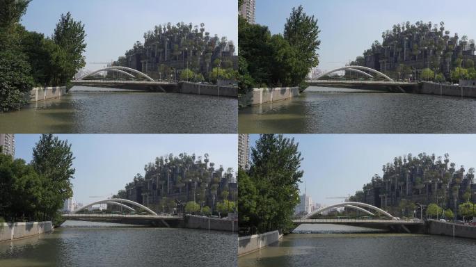 4K原素材-航拍上海苏州河畔巨型树屋