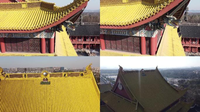杭州寺庙佛教航拍龙头雕