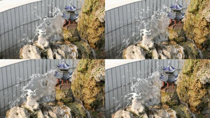 假山流水喷泉鱼池景观（2K）