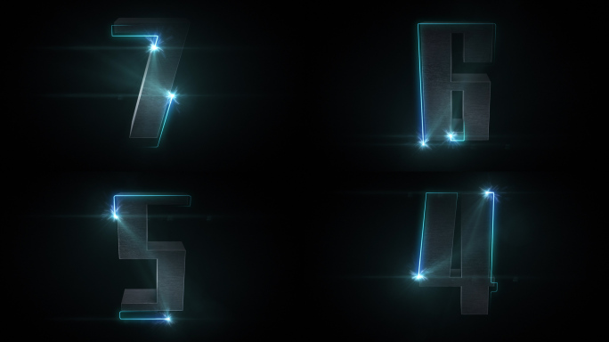 蓝色创意3D数字十秒倒计时