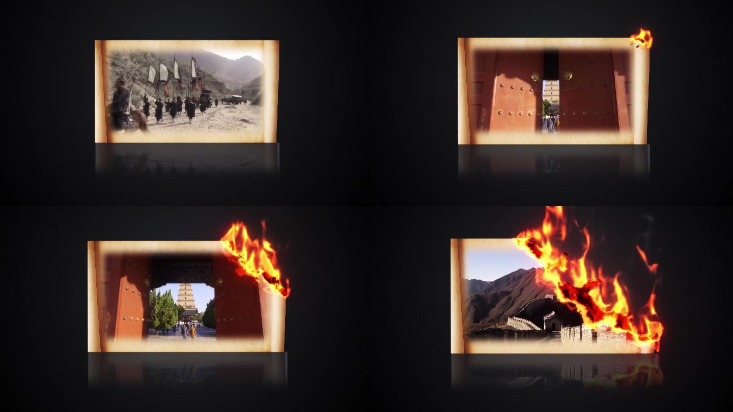 【4K】卷轴图片地图视频燃烧