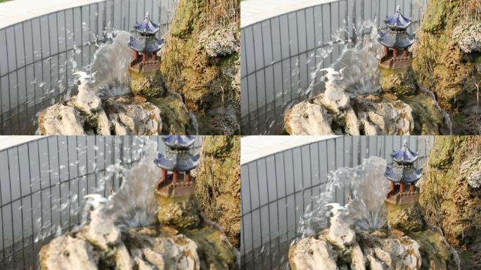 假山流水喷泉鱼池（2K）
