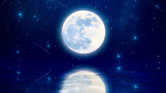 【4K】唯美月亮升起水面