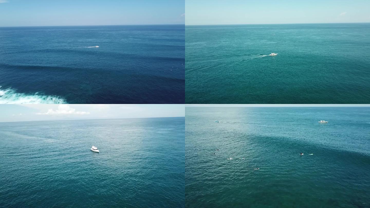 景区旅游旅拍航拍印度洋海边海浪冲浪游艇