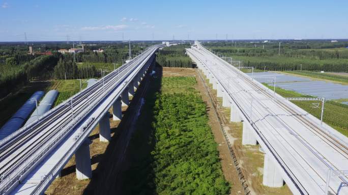 航拍京雄铁路建设