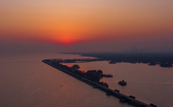 无锡太湖水韵广场贡湖湾日落延时