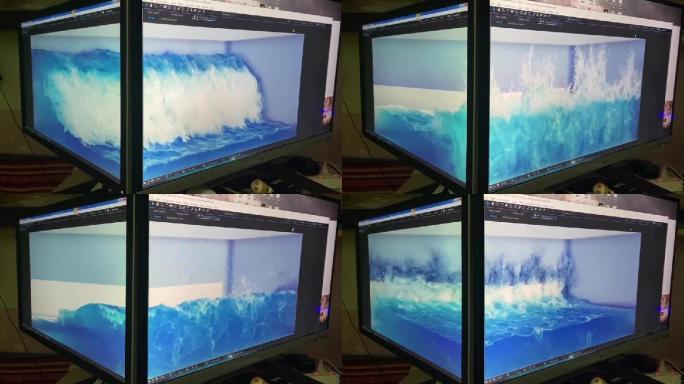 海缸海水盒子LED裸眼3d海浪测试